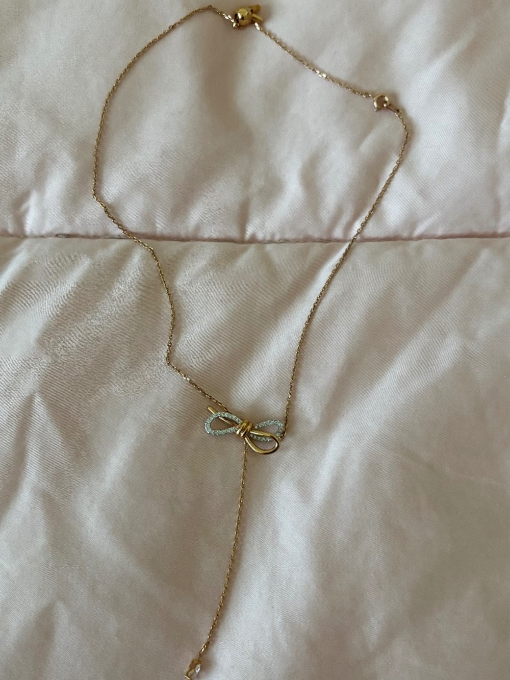 womens two toned swarovski adjustable necklace
